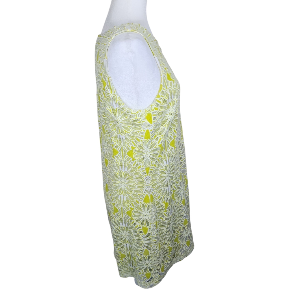 Badgley Mischka Lime White Lace Floral Embroidered Sheath Dress Size 8 - Picture 8 of 14